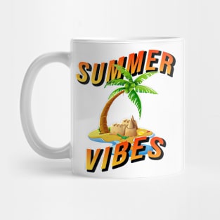 Summer Vibes with palm tree on island Mug